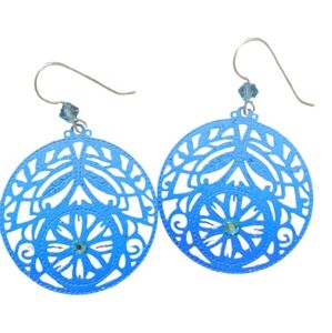 Blue die cut circle earrings